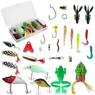 94PACKS Fishing Lures Kit Soft Plastic Fishing Baits Soft Worms Set W/Frog  Box