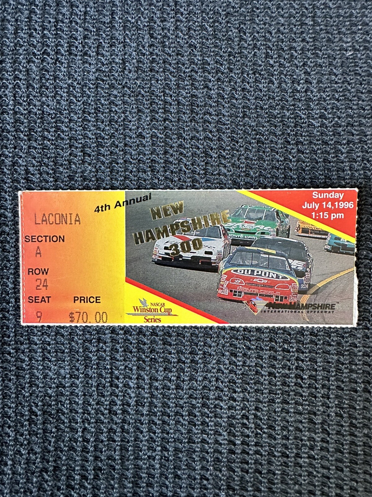 1996 NASCAR Cup Series New Hampshire 300 Original Ticket Stub 7/14/96