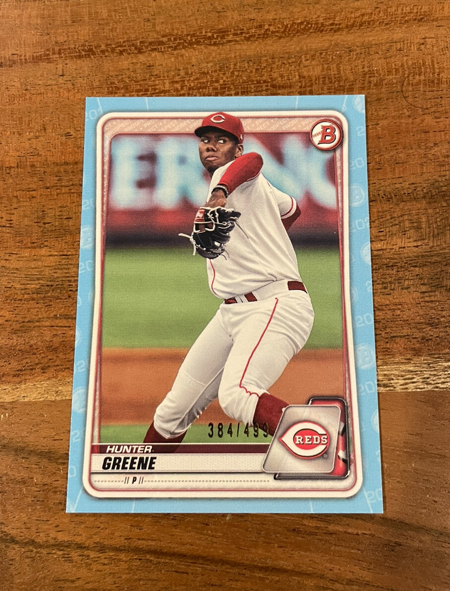 【4枚限定】 直書き toppsbowman HUNTER GREENE Hunter Greene 2020 1st Bowman Draft Sky Blue SP Parallel