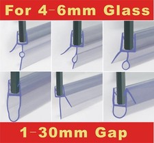 Shower Screen Seal Strip For 4-6mm Curved / Flat Glass Bath Door Up to 30mm Gap 