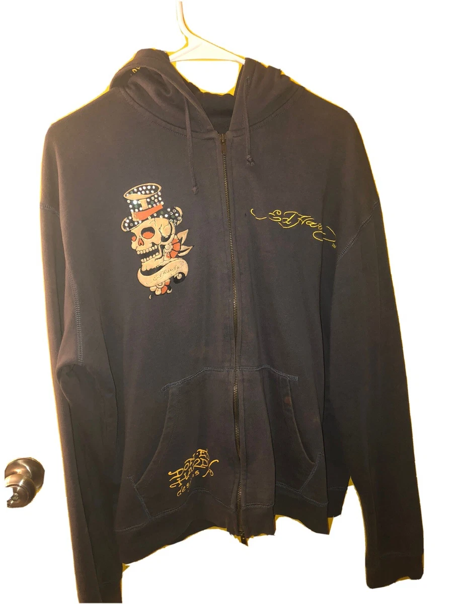 Vintage Y2K Ed Hardy Rhinestone Patch Hoodie Men’s
