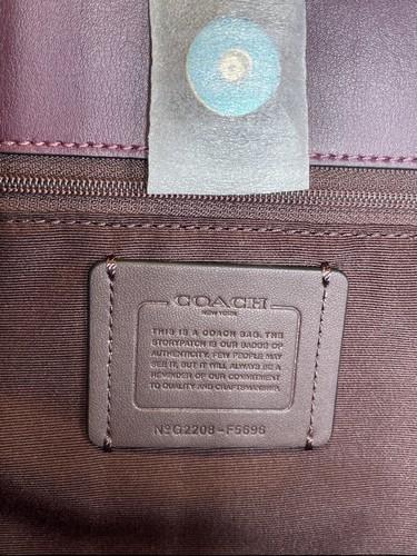 Coach Authentic City Tote In Signature Canvas Purse Khaki & Boysenberry NEW - Picture 19 of 22