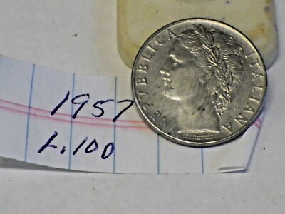 1957  ITALIAN REPVBBLICA ITALIANA L.100 SS COIN ITALY 1957 