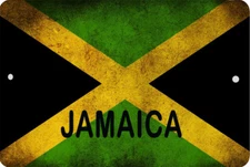 JAMAICA flag Sign 8 x 12 Patriotic Jamaican Emblem Dirty Version