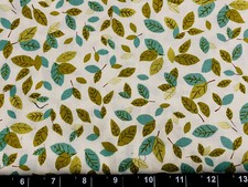 Tina SCRAP 9"x21" Forest Fellows Leafs Teal Garden Autumn Fall Cotton Fabric