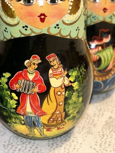 1994 Vintage russische Märchen Nestpuppe handbemalt signiert 9,5 Zoll - 10 Stück - Bild 11 von 24