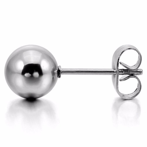 Juego de 5 pares de pendientes de tachuelas de bola de plata para hombre mujer cuentas de acero inoxidable oro - Imagen 7 de 13