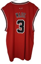 Adidas 3 Dwyane Wade NBA Chicago Bulls Home Colorway Authentic Jersey Men  s XXL