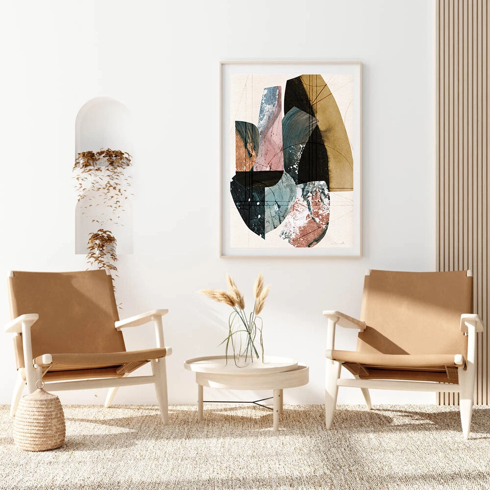 Abstract Framed Print , Modern Wall Art , Peach and Pink Wall Decor , Large Size - Image 2 of 4