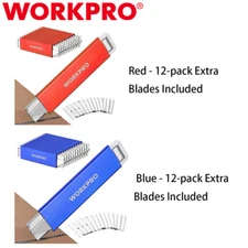 WORKPRO 12Pack Box Cutter Blue/Red Retractable Utility Knife Edge Razor Blade US