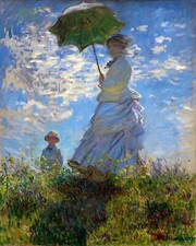 The Promenade, Woman with a Parasol Painting by Claude Monet 8x10" Art Print
