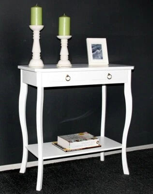 Massivholz Telefontisch weiß Konsolentisch Flurtisch Beistelltisch TV Wand-tisch