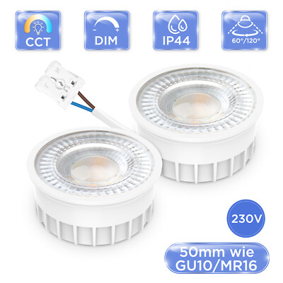 6W LED Modul Flach Dimmbar CCT 230V Strahler Set 60°/120° MR16 GU10 Ersatz IP44