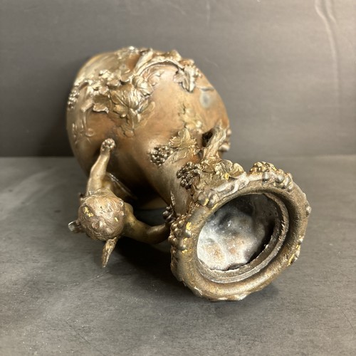 Antique Metal Vase/Signed/Moreau/Art Nouveau/Angel/Grape/FranceC.1925/Vine/Putti - Picture 13 of 13