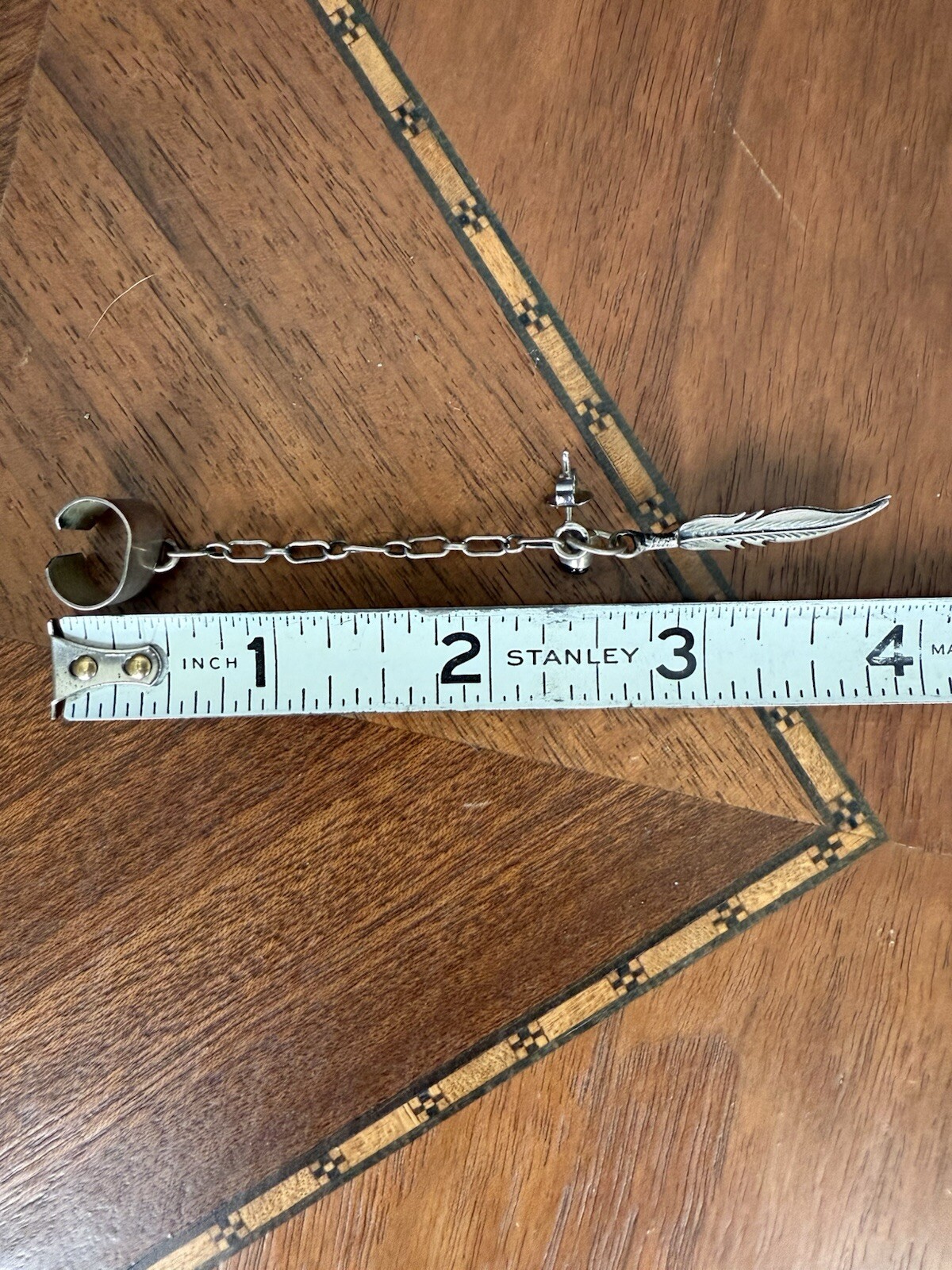 Earring Cuff Ornate Rocker Boho Silver Onyx Feath… - image 4