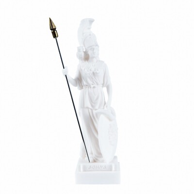 Athena With Owl Medusa Holding Shield Greek Goddess Alabaster Statue 7 Inch