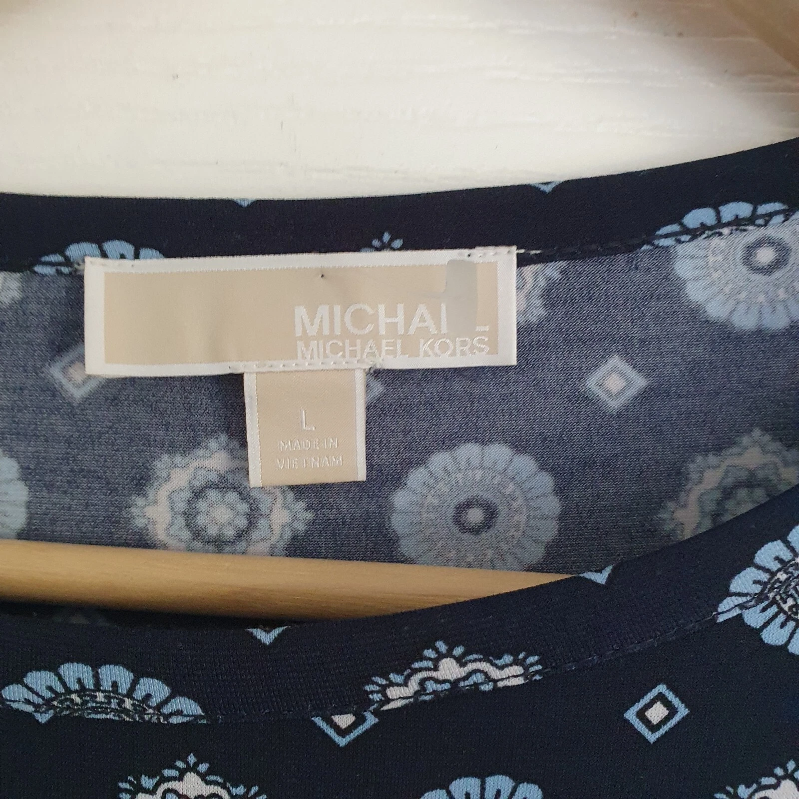 Nuovo abito Michael Kors motivo blu navy taglia large