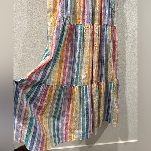 J.Crew Faux Wrap Rainbow Gingham Plaid Midi Tiered Ruffle Short Sleeve Dress 6 - Picture 8 of 16