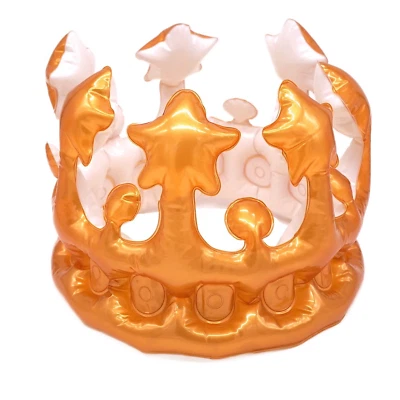 10 Stück aufblasbare Krone "KING" (gold) / König / Prinz / Königin / ø 23 cm - Bild 1 von 4