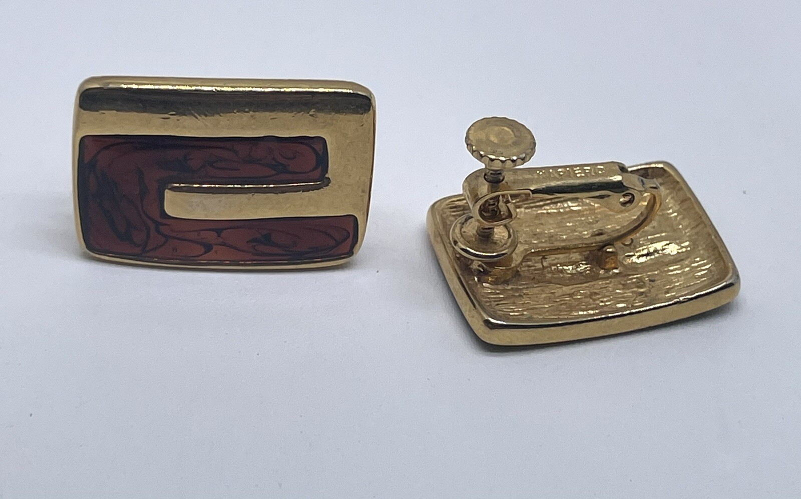 Napier Gold Tone Rectangular Screw Back Clip On E… - image 6