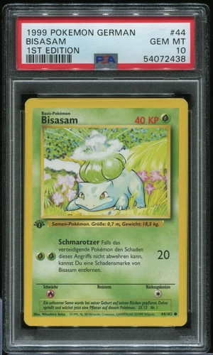 Bulbasaur / Bisasam #44 PSA 10 German 1st Edition 1999 Pokemon Base Set #2981