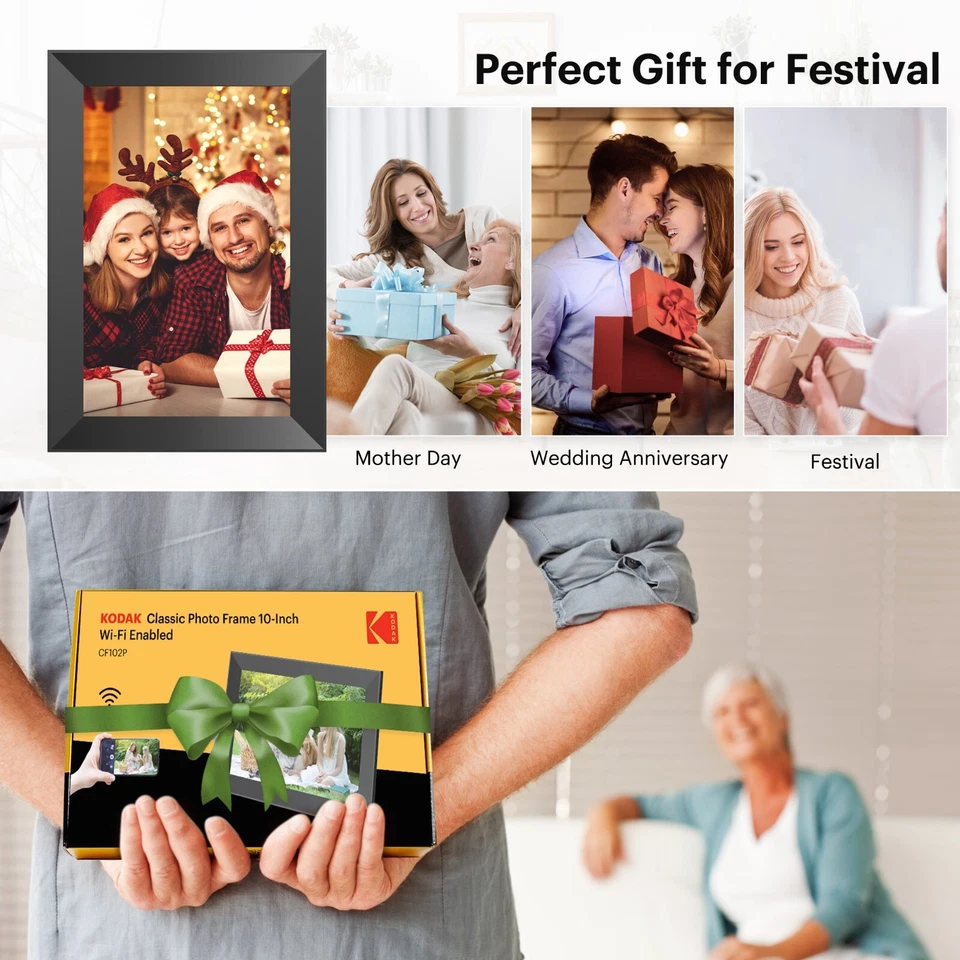 KODAK 10.1-inch Classic Digital Photo Frame CF102P, Wi-Fi, HD Touch-Screen 16GB - Image 3 of 4