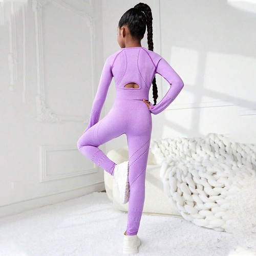 7-13Years Girls 2 Piece Butterluxe Athletic Outfits Kids Running Yoga Tracksuits - Picture 2 of 5