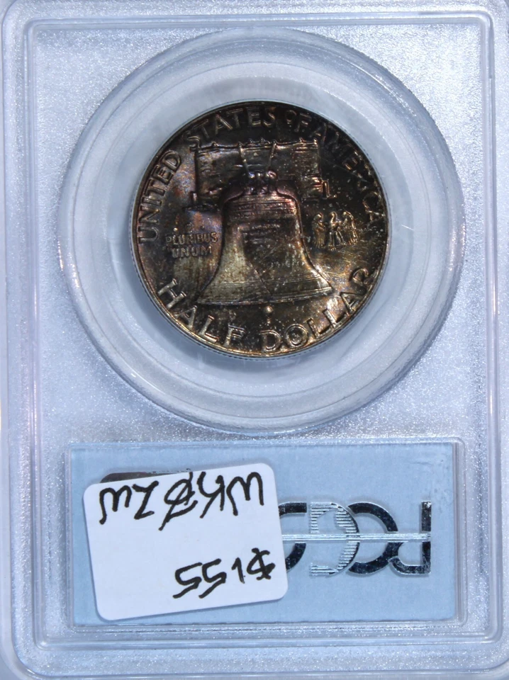 1955 Toned Franklin Half $ PCGS MS64 FBL💎💎Very Rare Dual Sided Toning💎💎 - Image 2 of 4