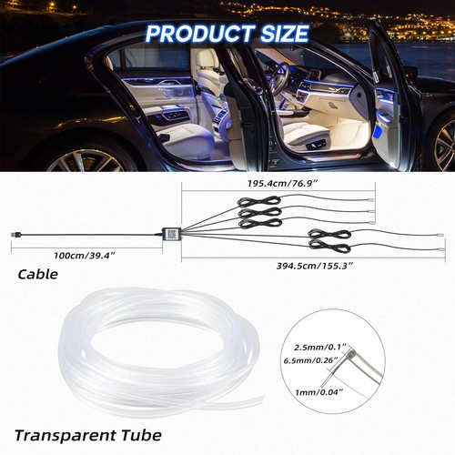6m RGB LED Interior Strip Light Trim Car Ambient Atmosphere Lighting APP Control - Picture 2 of 9