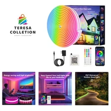 Neon Rope Lights, JIAMEI 100FT RGB LED Strip Lights, App Control, IR Remote, ...