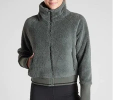 Athleta Tugga Sherpa Jacket Bomber Bali Green Size Small