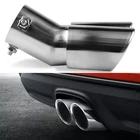 Car Chrome Stainless Steel Bent Rear Exhaust Pipe Tail Muffler Tip Round 2.5"
