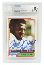 Fred Dean Autographed Chargers 1981 Topps Football Card #520 w/HOF'08 (Beckett)