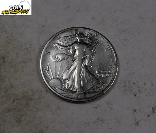 1918 Walking Liberty Half Dollar * Almost Uncirculated AU * 90% Silver * XH121