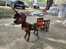Tin Donkey/Horse Pull Toy with Cart Wagon, Age 4-7 8-11 Years