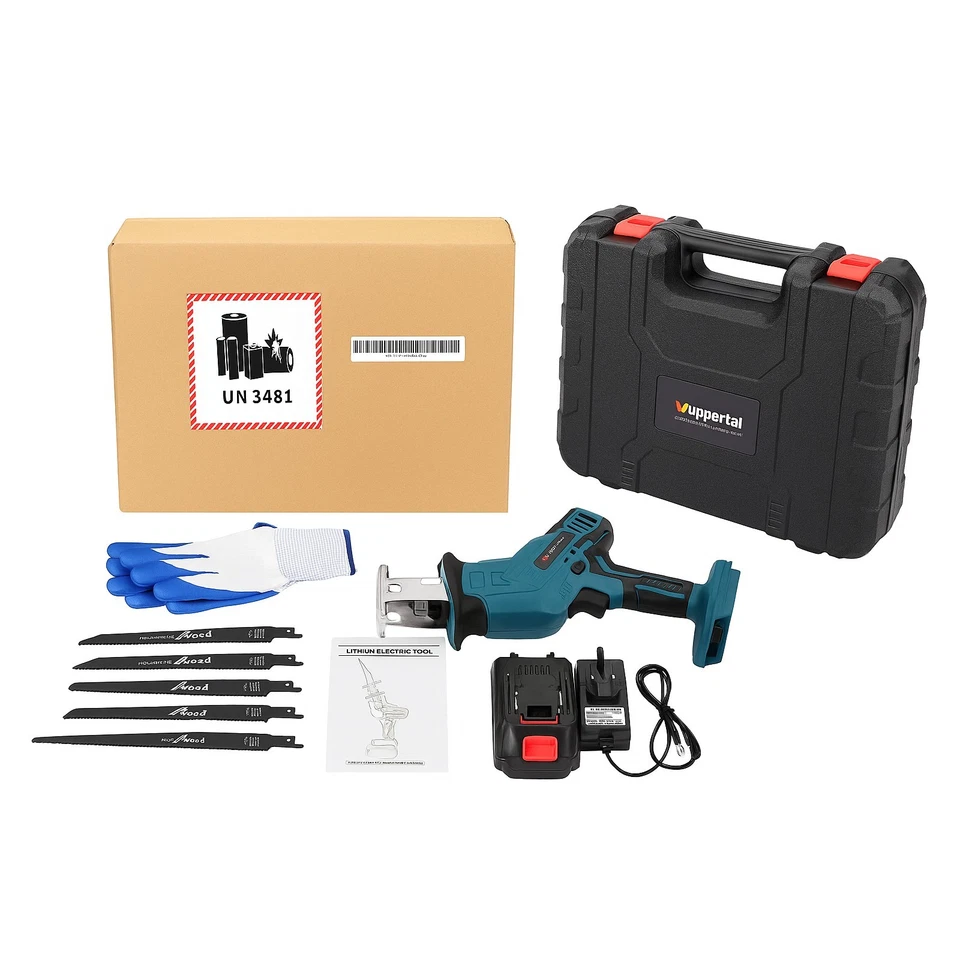 21V Cordless Reciprocating Saw Kit 2Batteries Hand Saw Blades Wood Metal Cutter - Image 2 of 2