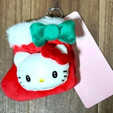 Sanrio Hello Kitty Christmas Coin Pouch Keychain 4in New Avail Mascot
