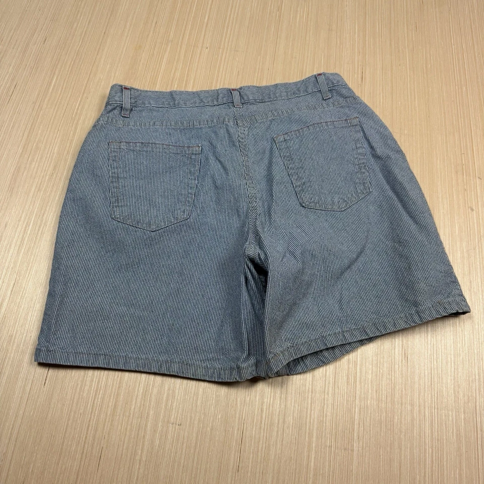 Vintage Y2K Faded Glory Jean Shorts Hickory Striped Engineer Waist 36 Women’s - Image 2 of 4