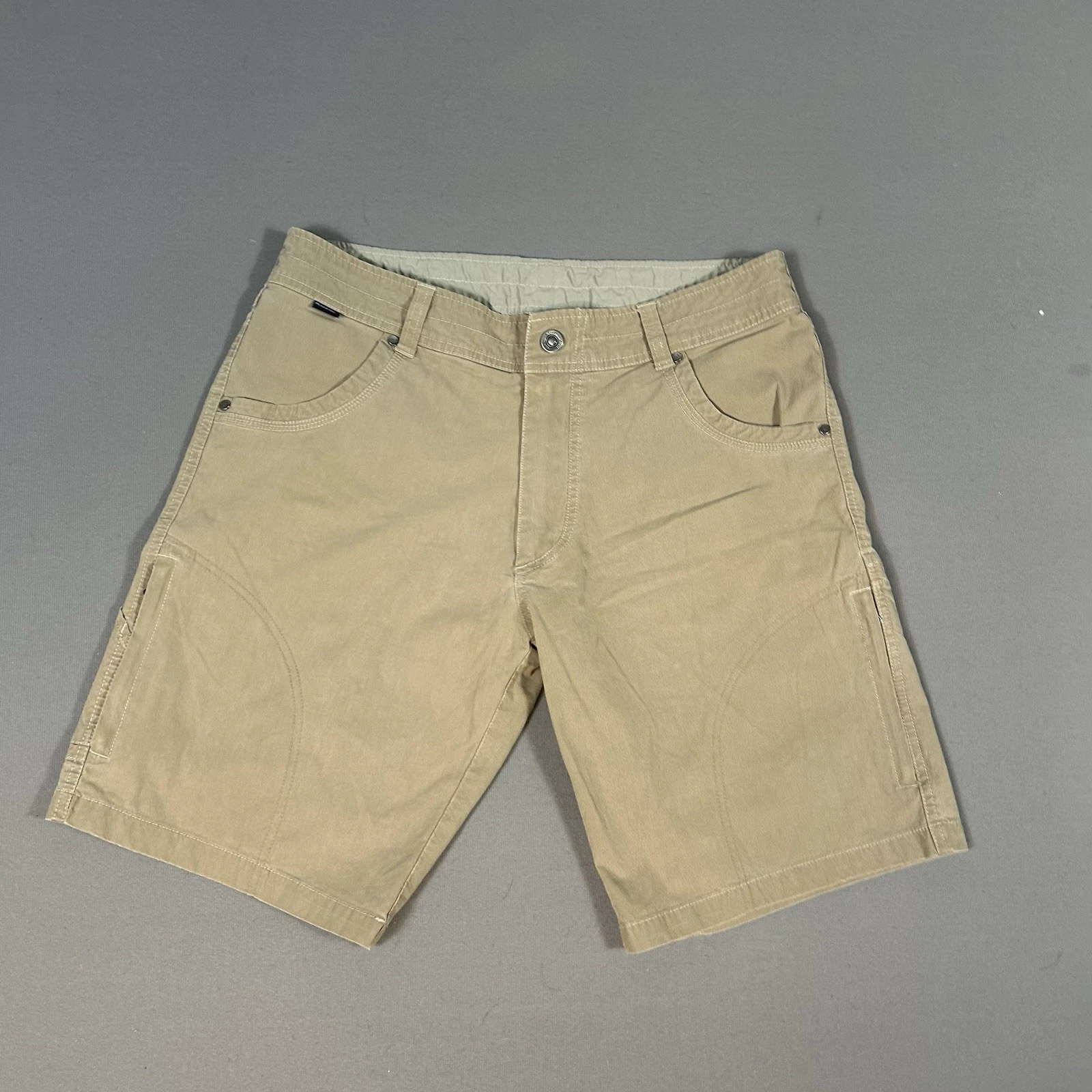 Kuhl Ramblr Shorts Mens 34 Beige Cargo Vintage Patina Dye Utility Hiking