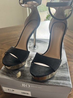 JLO Jennifer Lopez Malika Heels Women s 8.5 Black Platform Ankle Strap Pumps
