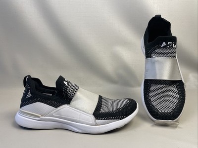 APL TechLoom Bliss Womens Sz 8 Black White Athletic Slip Ins Shoes Sneakers GUC