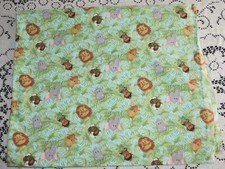 Flannel Jungle Babies Safari Animals Green Monkey Lion Kids Fabric Print 2YD
