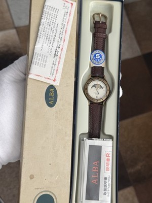 NOS Rare Vintage Seiko Alba Success Moon Phase V338-6A40 Men s Dress Watch JDM