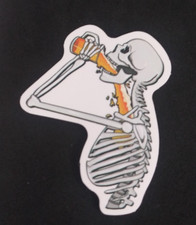 Skeleton Drinking Beer Drinking Sticker 2.25" x 1.75" AN
