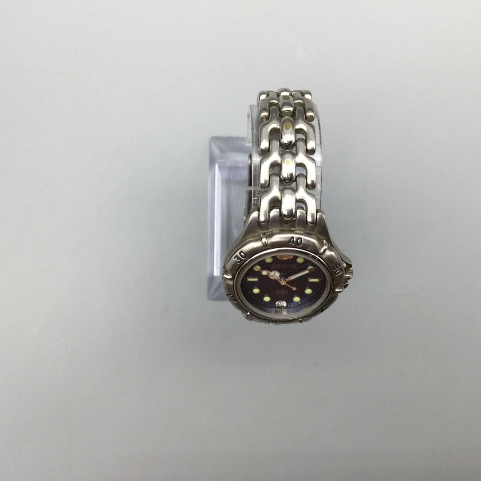 Reloj Berenger HMS Mujer 26mm Tono Plateado Esfera Azul Fecha Batería Nueva 6.5" Foto 3 de 4
