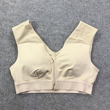 Tommie Copper Sports Bra Womens Medium Beige Zip Front Copper Znergy Support