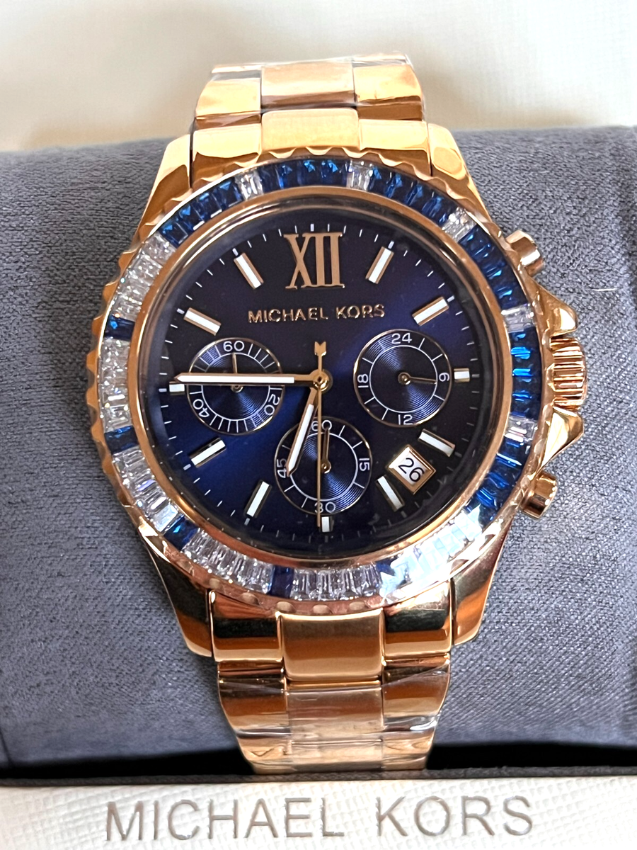 Michael Kors MK6971 Everest Gold-Tone Blue Women's Watch BNWT Gift