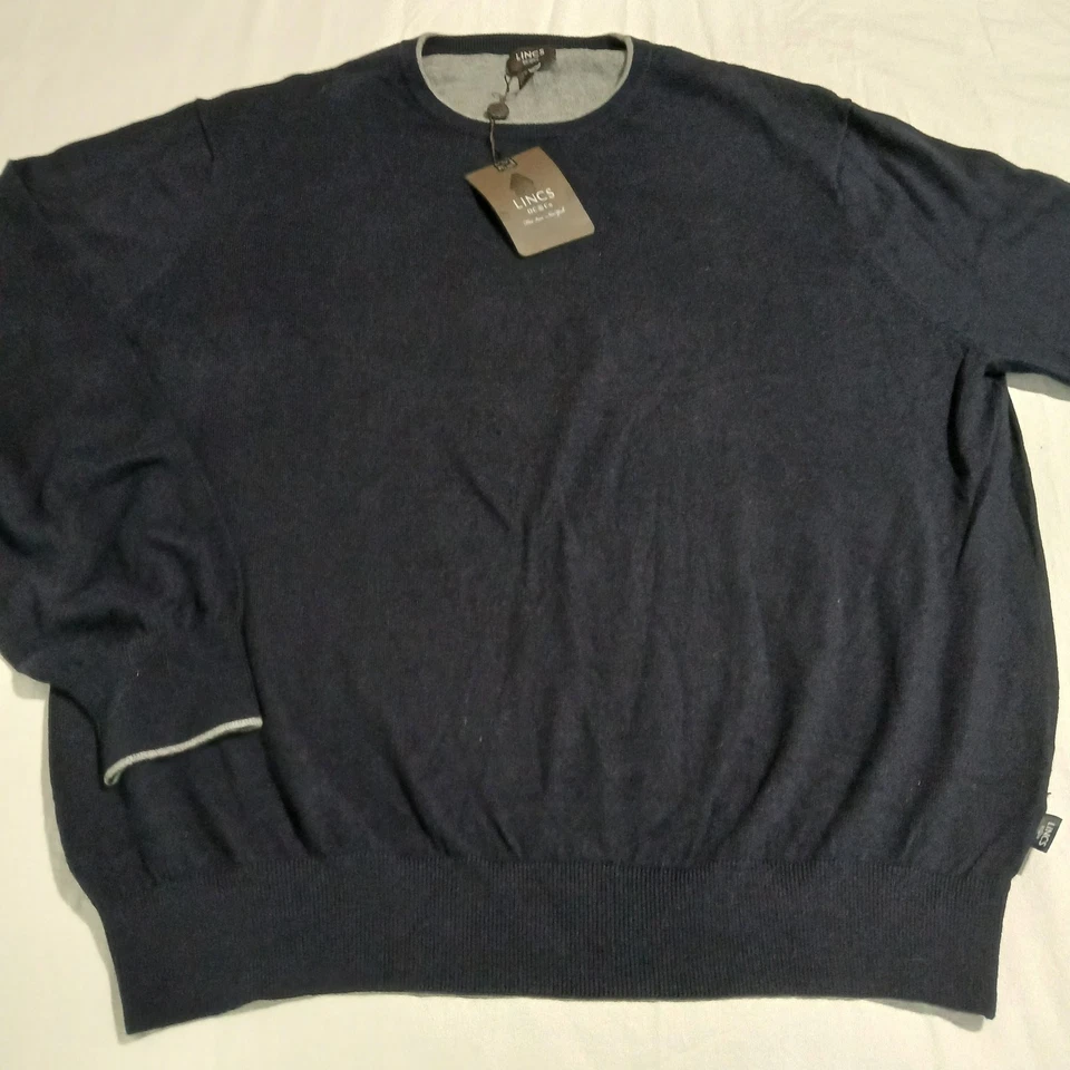 NWT Men’s Lincs XXL Navy Blue Long-Sleeved Crew Neck Cotton Cashmere Sweater - Image 4 of 4