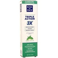 Kiss My Face Aloe Vera Triple Action Toothpaste Herbal Mint Gel 4.5 oz