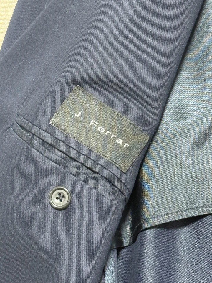 J. Ferrar Blazer Mens 40S Navy Two Button Sport Coat Patch Pockets Notch Lapel - Image 4 of 4